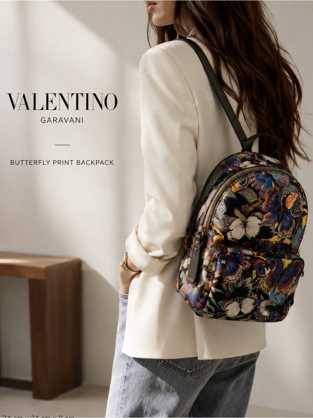 Valentino Garavani Butterfly Print Backpack  small Made in Italy